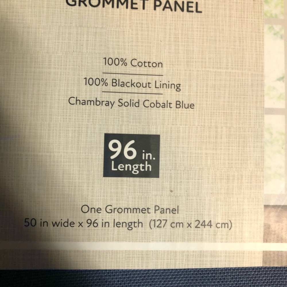 Fieldcrest Devin Cotton Chambray Blackout Grommet‎ Curtain Panel Blue 50 x 96 - Picture 4 of 5